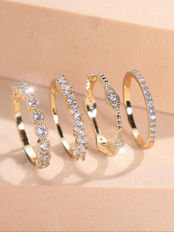 Women's Elegant Rhinestone Decorated Ring, Exquisite Trendy Ring, Fashionable Jewelry for Women As Gift for Party Decoration