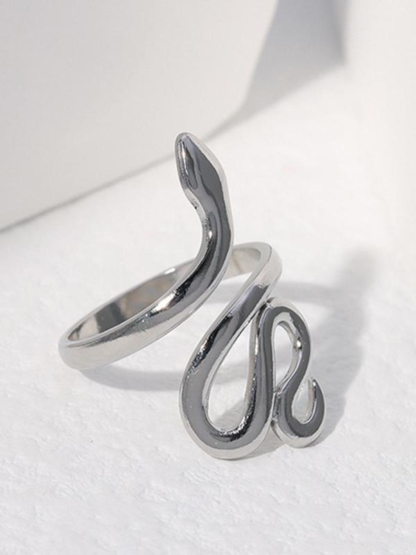 Creative Snake Design Cuff Ring,  Stainless Steel Ring, Fashion Jewelry Accessories for Women & Girls