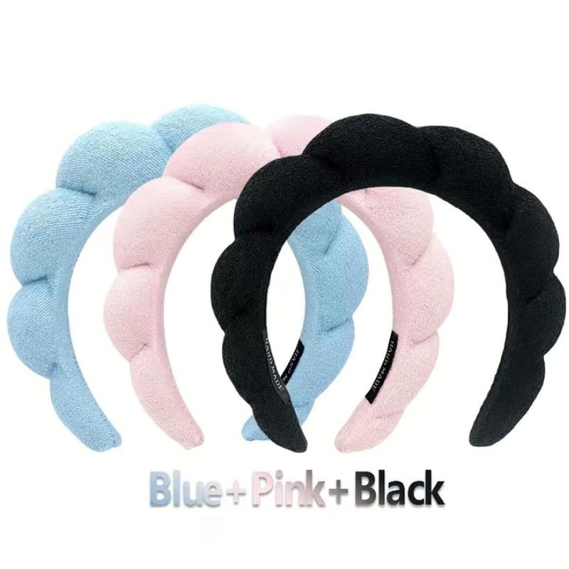 Summer Face Washing Hair Hoop, Trending Products, 3 Counts set Soft Fluffy Sponge Headband for Daily Use, Non-slip Hair Band for Women & Girls, Summer Essentials