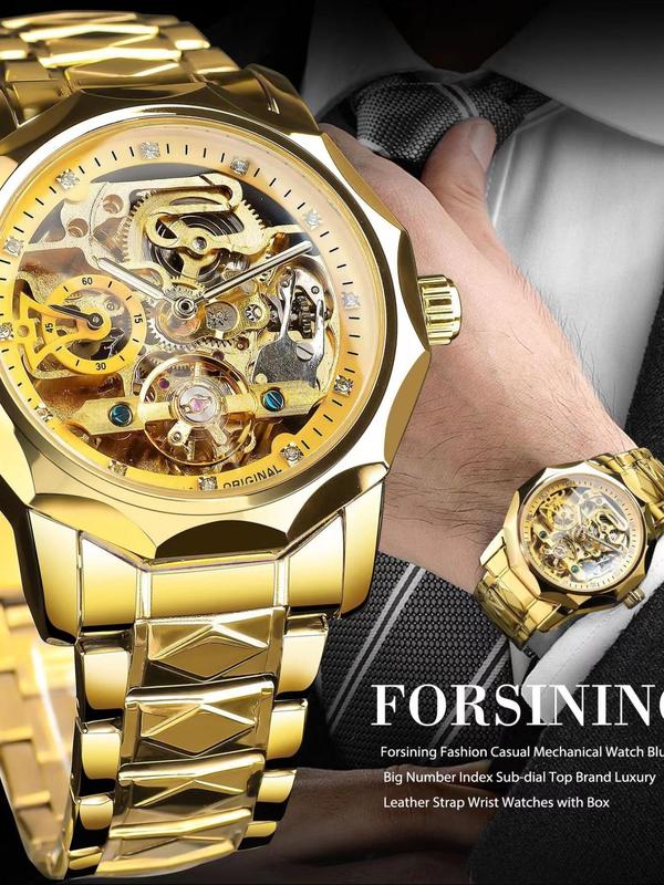 Men's Business Fashion Mechanical Watch, Fashion Watch for Party, Daily Decor, Trendy All-match & Exquisite Watch for Birthday Gift with Box