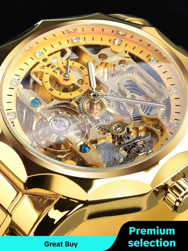 Men's Business Fashion Mechanical Watch, Fashion Watch for Party, Daily Decor, Trendy All-match & Exquisite Watch for Birthday Gift with Box