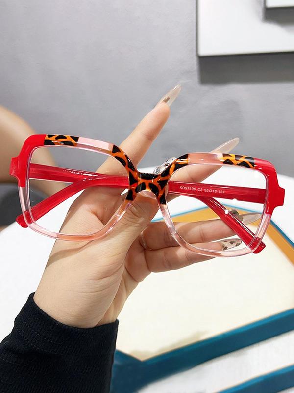 Trendy Leopard Pattern Square Frame Eyeglasses, Fashionable Eyeglasses for Women, Fashion Eyeglasses for Work, Daily Decor, Perfect for Student Daily Use