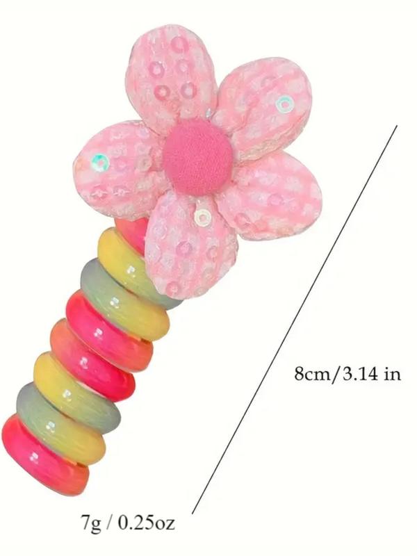 Women's Cute Flower Design Hair Ties, 4 Counts set Colorful High Elasticity Hair Ties, Trendy All-match  Hair Accessories for Women & Girls for Cute Hairstyles