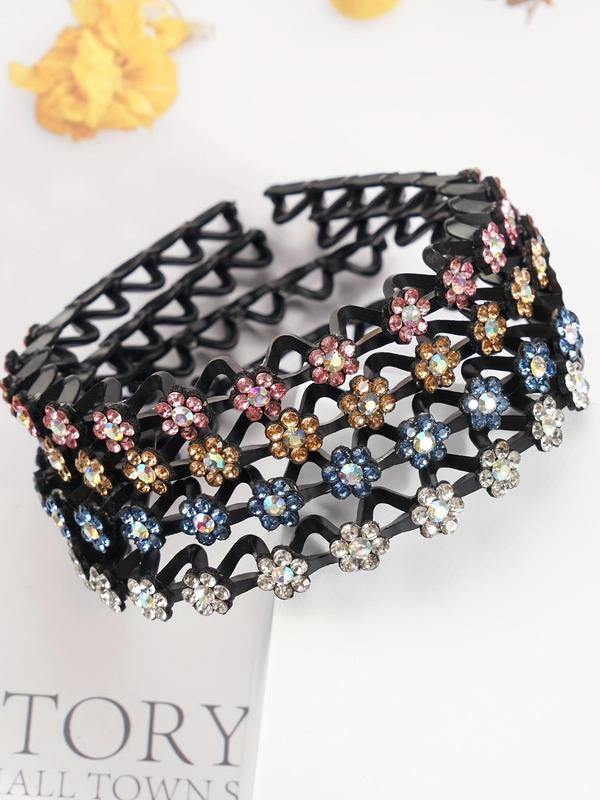 Women's Elegant Rhinestone Decorated Flower Design Hair Hoop, Exquisite Trendy Hair Hoop, Fashionable Hair Accessories for Women & Girls for Daily Use