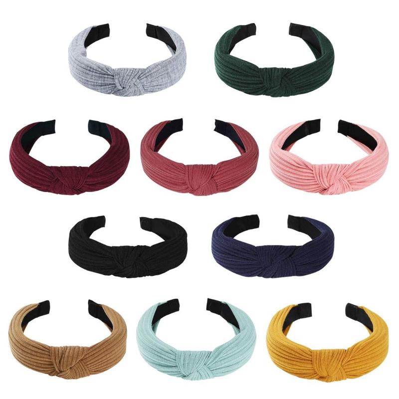 10 Pcs Headbands, Wide Knotted Fashion Turban Headbands Hair Hoops Accessories for Women and Girls(Creative Life Pavilion)