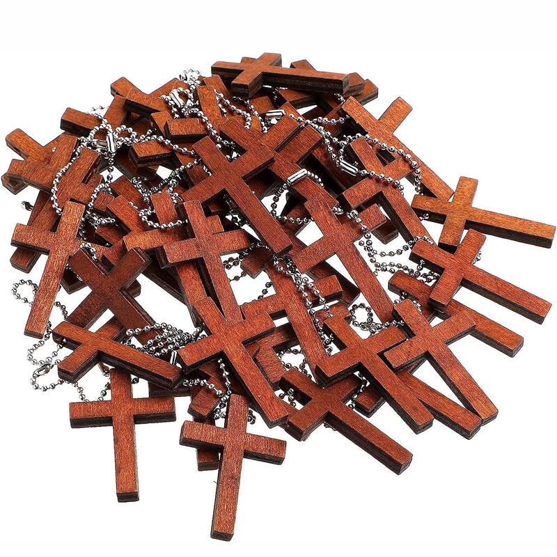 Wooden Cross Pendant, 25pcs set Mini Wooden Cross Pendant, DIY Jewelry Making Supplies For Necklace Bracelet Earrings