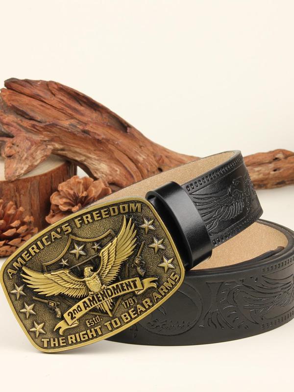 Men's Eagle Design Western Belt, Vintage Cowhide Belt for Men, Casual Waistband for Jeans Trousers, Fashion Belt for Party, Daily Clothing Decor