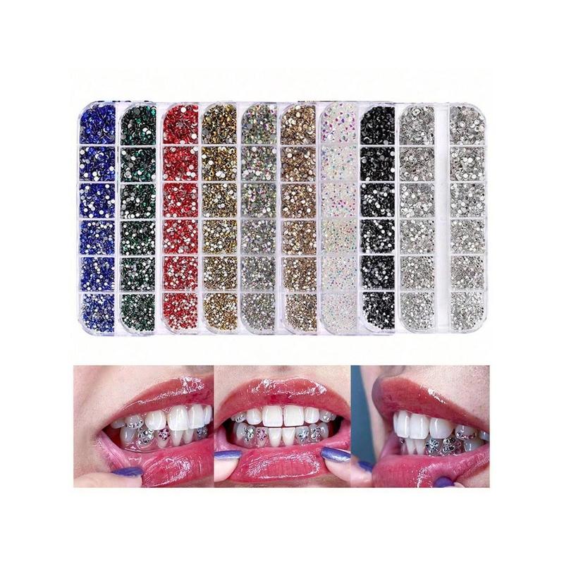 1 Box Of Multi-Size Acrylic Sparkling Rhinestones Set, Hip-Hop Style DIY Creative Tooth Decoration Set Tooth Gems For Girls