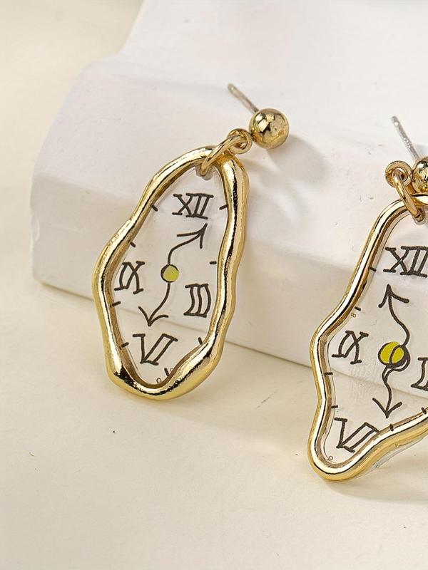 Vintage Clock Design Dangle Earrings, Fashion Jewelry for Party, Daily Clothing Decor, Trendy All-match & Exquisite Jewelry for Birthday Gift