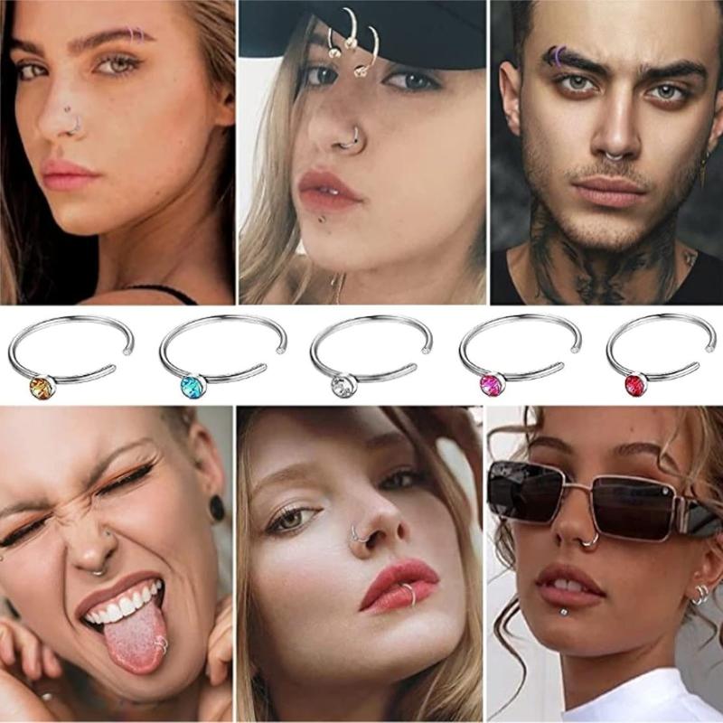 3 Boxes 120 Pcs Nose Rings Studs 40 Pcs Nose Rings Hoops, Stainless Steel Nose Piercings Body Jewelry, Ideal Gift with Cute Package