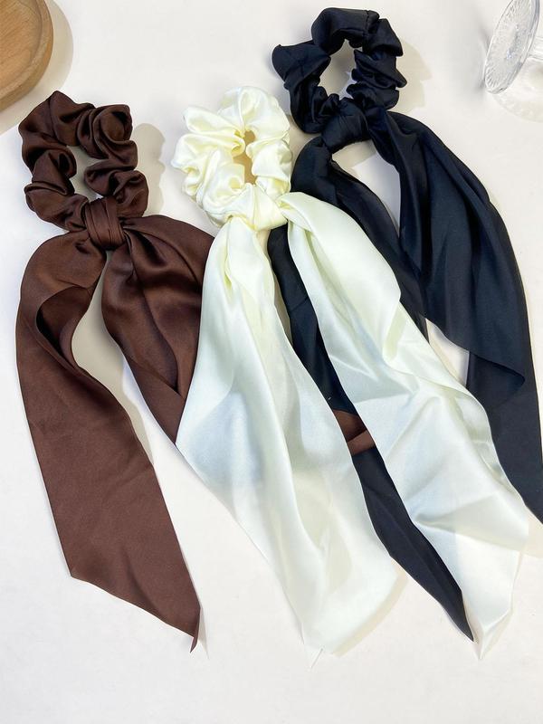 Women's Elegant Ribbon Design Hair Tie, Simple Style Plain Color Scrunchie Scarf, Minimalist Headwear Suitable for Thick Hair