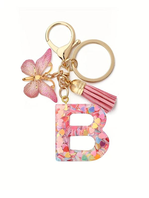 Letter Butterfly Design Keychain, Fashionable Keychain for Women & Men, Trendy All-match & Exquisite Keychain for Birthday Gift