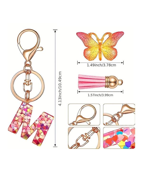 Letter Butterfly Design Keychain, Fashionable Keychain for Women & Men, Trendy All-match & Exquisite Keychain for Birthday Gift