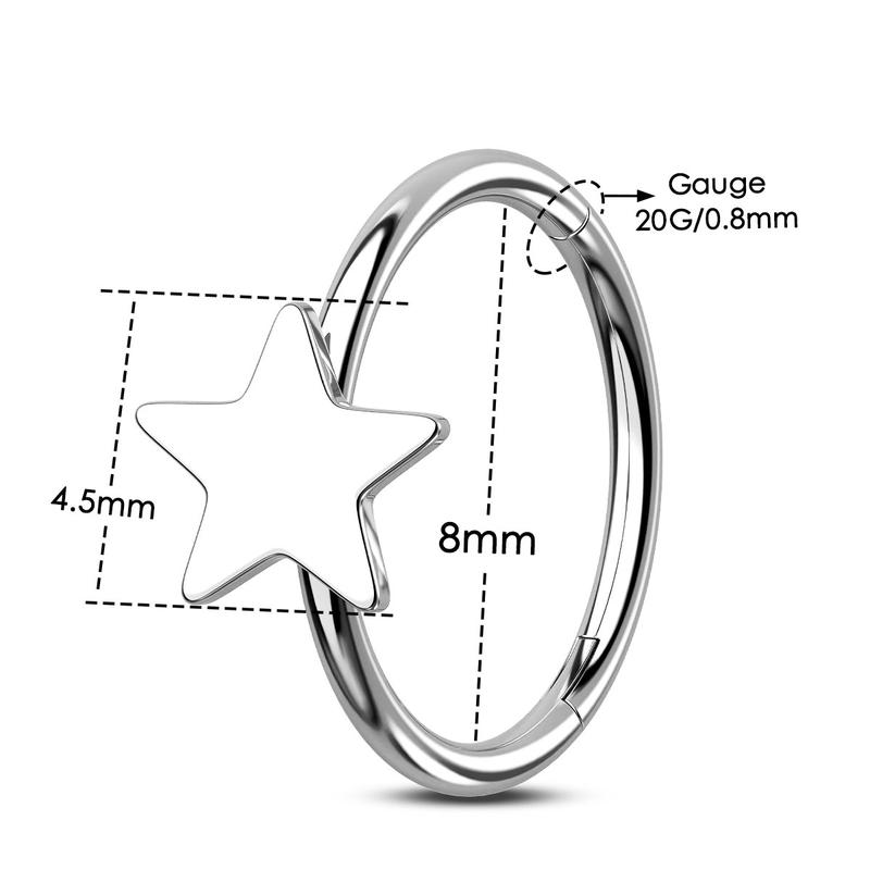 Oufer 20G Star Shape Hinged Segment Nose Hoop Ring 316L Stainless Steel