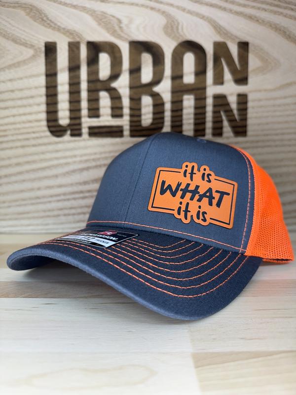 It Is What It Is Custom Leatherette Patch Trucker Style and Evolve Ponytail Hats trucker hat unique gift unisex hat