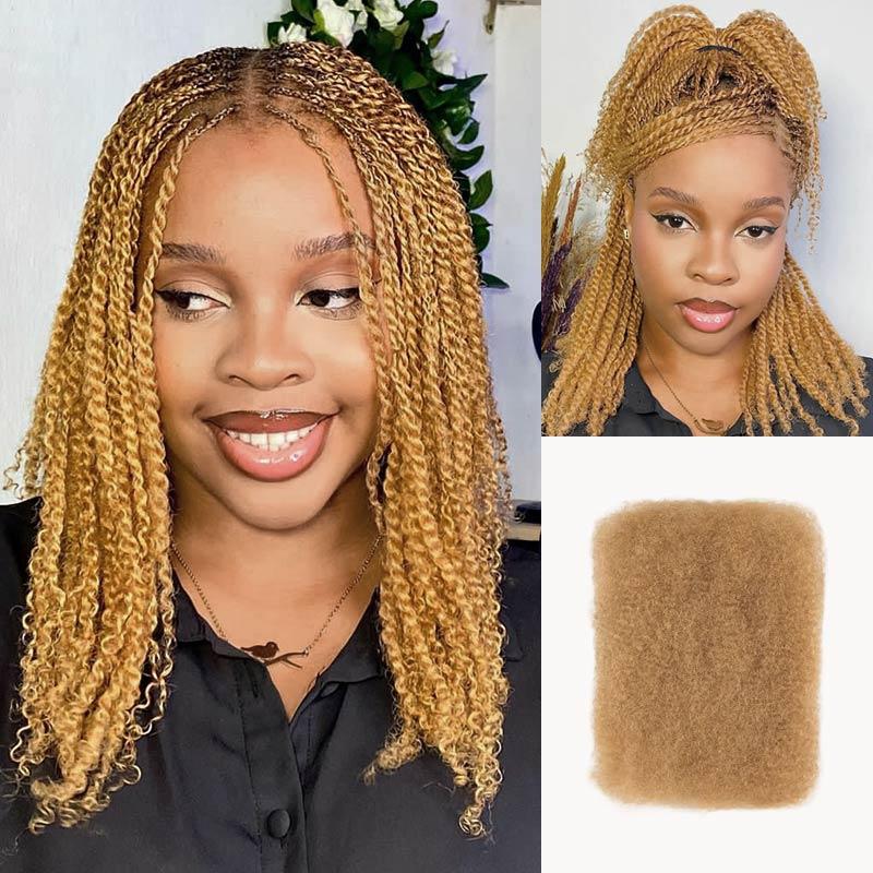 QVR Natural Black Afro kinky Bulk Hair Extensions For Braiding Dreadlock Human Hair 3