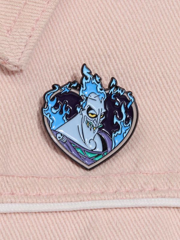 Cartoon Villain Character Brooch, Cute Heart Shaped Enamel Pin Suitable for Backpacks, Jeans, Scarves, Hats Decoration, Fashion Accessories for Men & Women