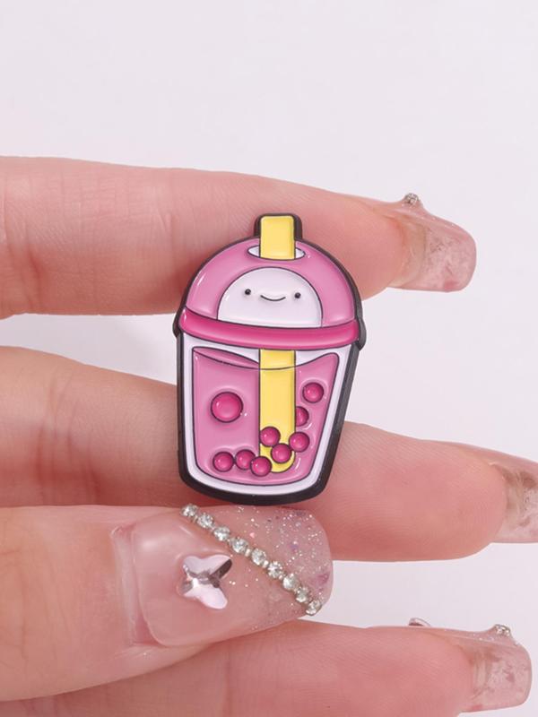 Cartoon Milk Tea Cup Design Brooch Set, Cute Alloy Badge for Daily Clothing Decor, Party, Daily Clothing Decor for Men & Women