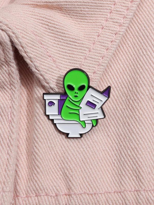 Cartoon Alien Design Brooch, Creative Alloy Clothes Brooch, Fashion Accessories for Men & Women, Perfect for Birthday Gift