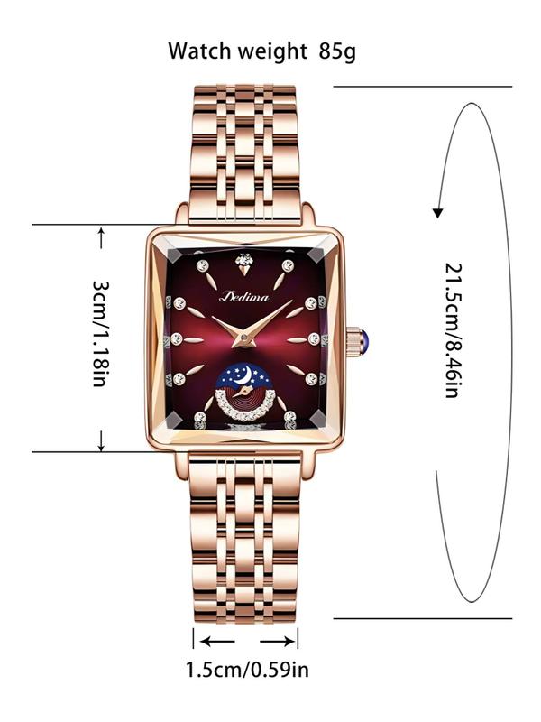 Women's Elegant Rhinestone Decorated Analog Quartz Watch, Fashionable Wristwatch, Trendy All-match & Exquisite Watch for Birthday Gift