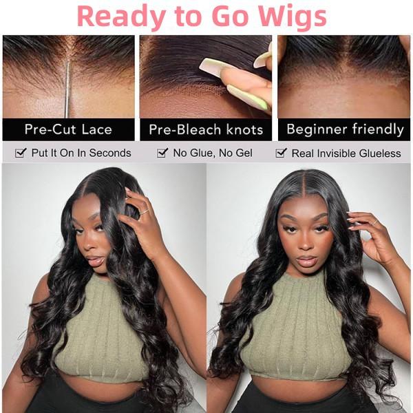 Wiggins Hair Pre Cut Ready to Go Glueless Wig Pre Bleached Body Wave 7x4 Closure Wig 7x5 Pre Bleached Knots Wig Pre Plucked 13x4 Lace Front Wigs