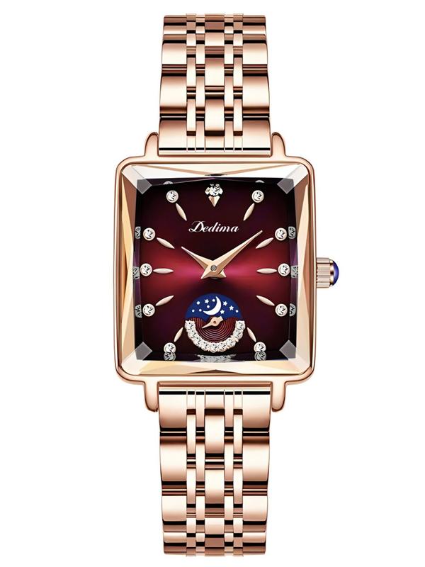 Women's Elegant Rhinestone Decorated Analog Quartz Watch, Fashionable Wristwatch, Trendy All-match & Exquisite Watch for Birthday Gift