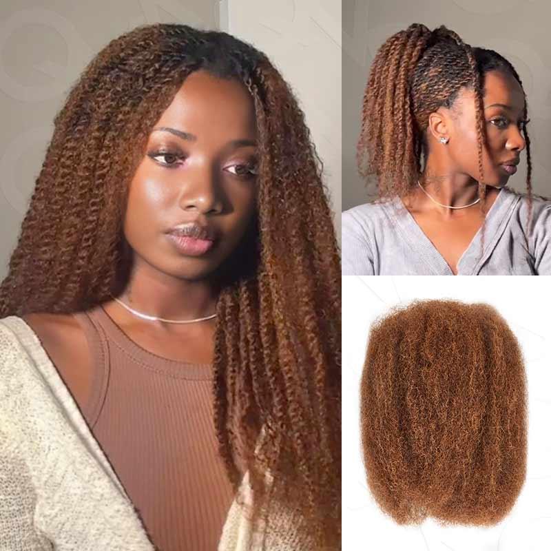 QVR Natural Black Afro kinky Bulk Hair Extensions For Braiding Dreadlock Human Hair 3