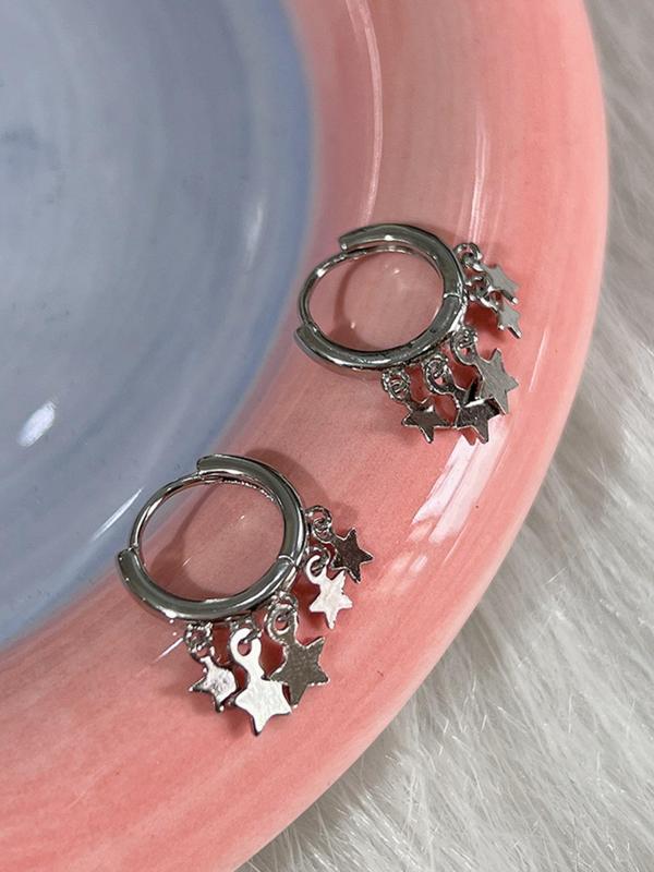 Y2K Style Star Design Hoop Earrings, Fashionable Jewelry for Women for Party & Daily Decor, Trendy All-match & Exquisite Jewelry for Gift