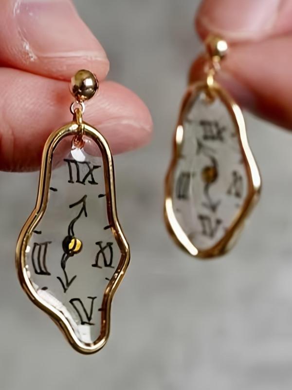 Vintage Clock Design Dangle Earrings, Fashion Jewelry for Party, Daily Clothing Decor, Trendy All-match & Exquisite Jewelry for Birthday Gift