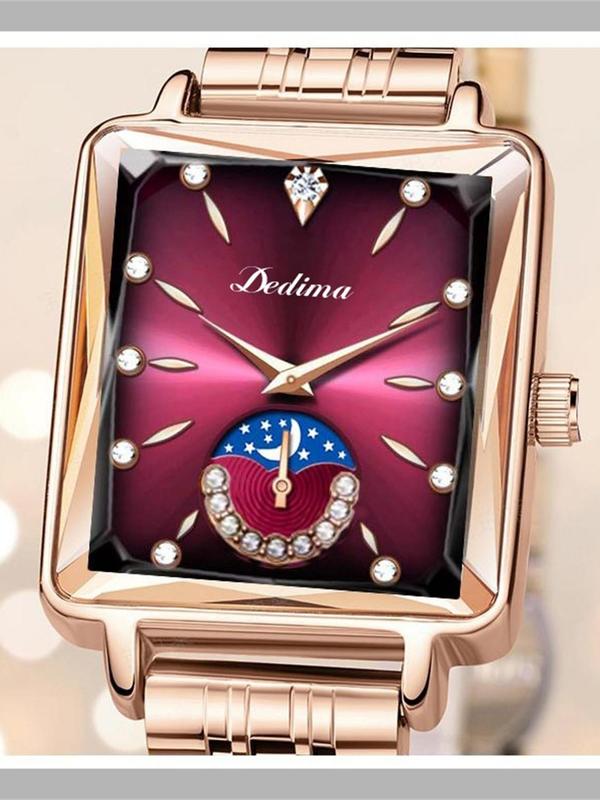 Women's Elegant Rhinestone Decorated Analog Quartz Watch, Fashionable Wristwatch, Trendy All-match & Exquisite Watch for Birthday Gift