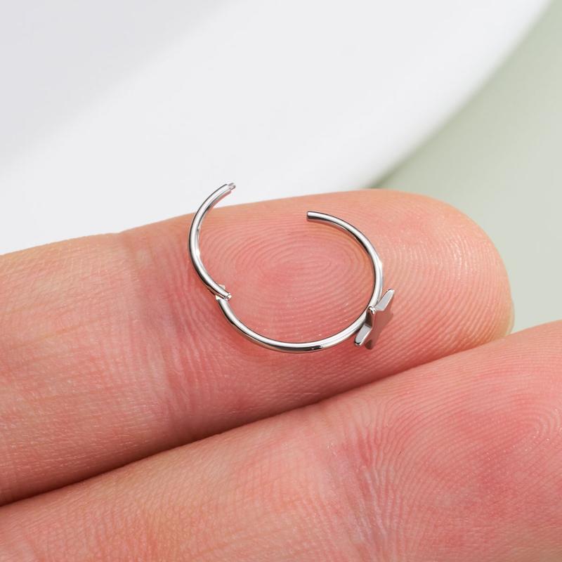 Oufer 20G Star Shape Hinged Segment Nose Hoop Ring 316L Stainless Steel