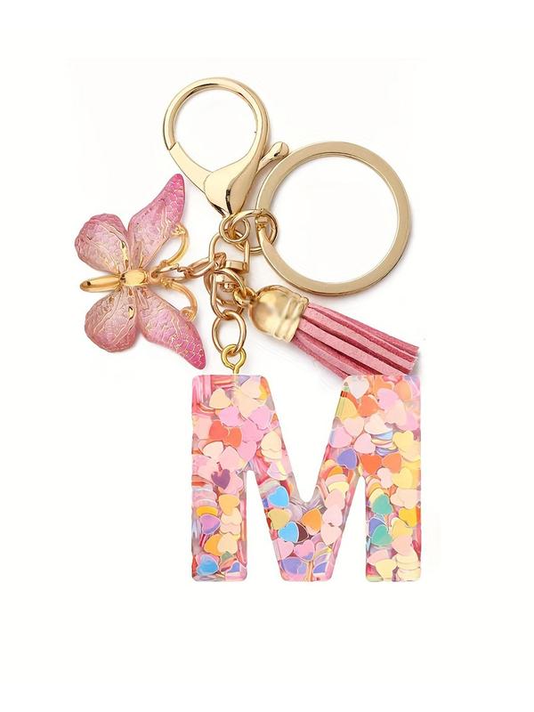 Letter Butterfly Design Keychain, Fashionable Keychain for Women & Men, Trendy All-match & Exquisite Keychain for Birthday Gift