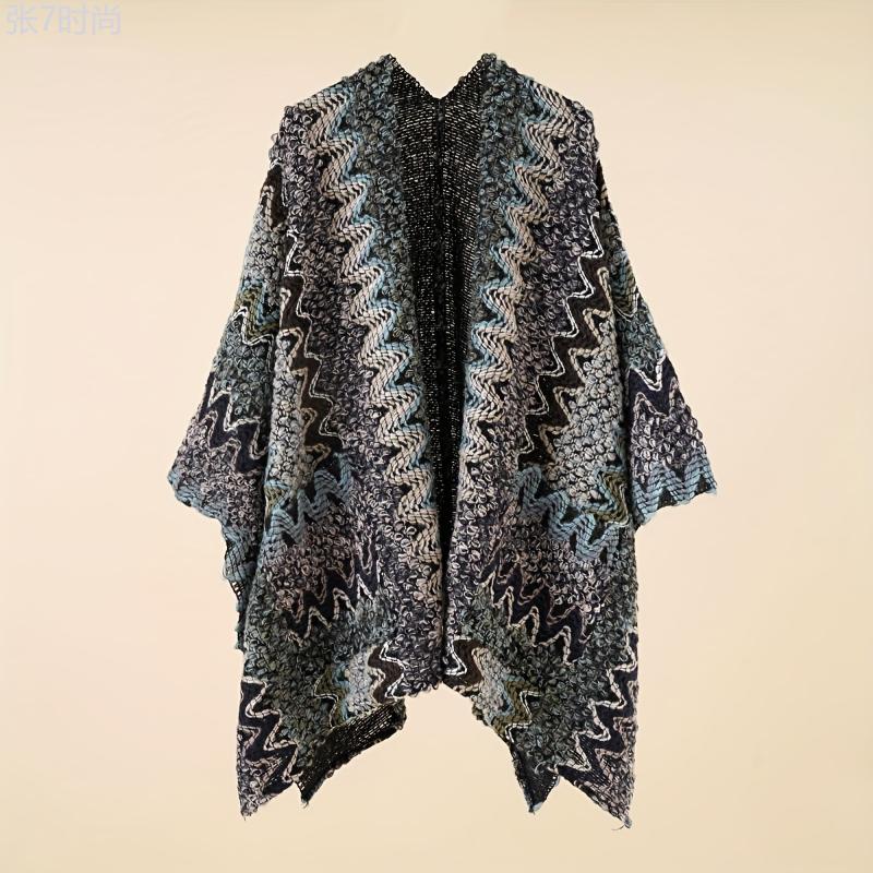 Elegant Boho Knitted Shawl - Windproof, Warm, & Versatile Poncho for Stylish Autumn Winter Outings