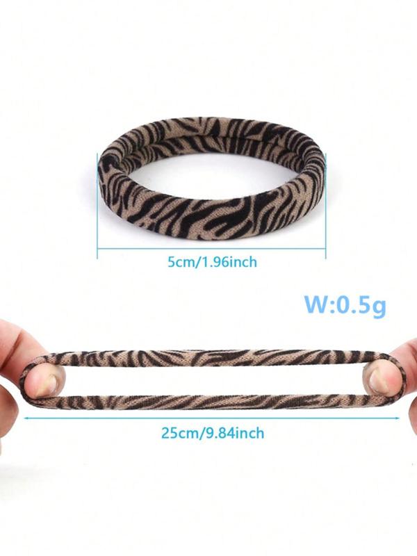 Women's Leopard & Zebra Stripe Pattern Hair Ties, 10 Pcs  High Elasticity Durability Hair Ties, Elegant Temperament Seamless Hair Band for Thick Hair, Curly Hair