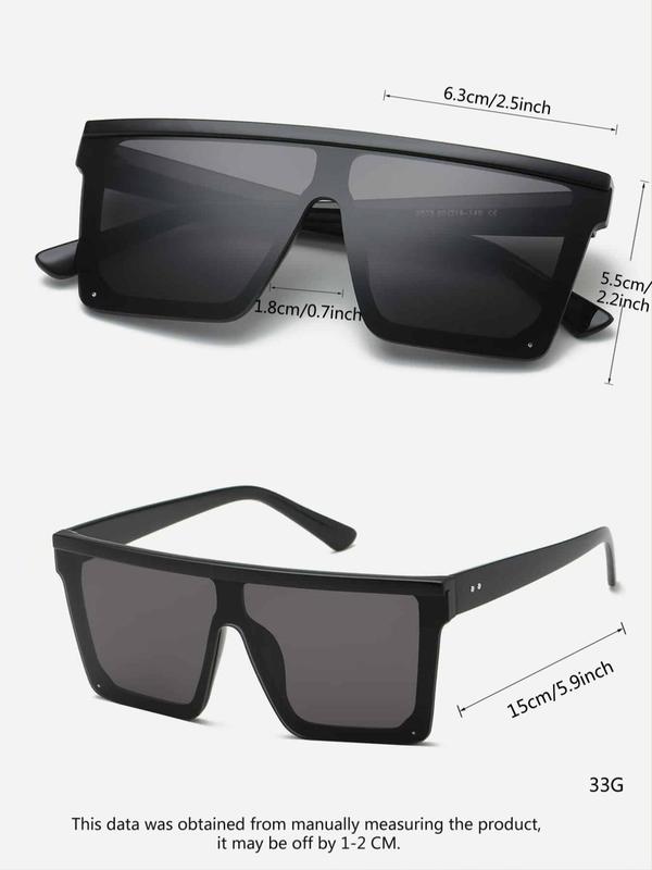 Unisex Casual Minimalist Flat Top Frame Sunglasses, 1 Pair Trendy All-match Sunglasses, Chic Versatile Travel Accessories for Driving & Trip Use