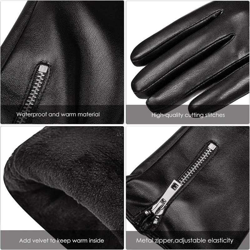 Winter Leather Gloves for Women, Touchscreen Texting Warm Driving Gloves