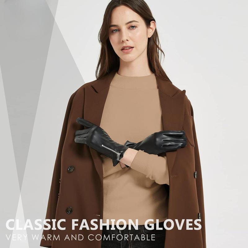 Winter Leather Gloves for Women, Touchscreen Texting Warm Driving Gloves