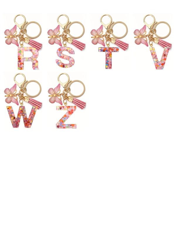 Letter Butterfly Design Keychain, Fashionable Keychain for Women & Men, Trendy All-match & Exquisite Keychain for Birthday Gift