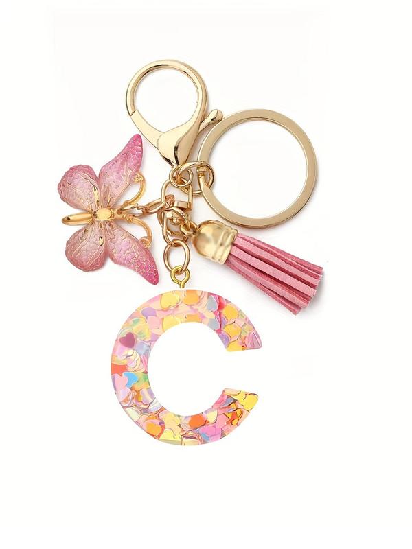 Letter Butterfly Design Keychain, Fashionable Keychain for Women & Men, Trendy All-match & Exquisite Keychain for Birthday Gift