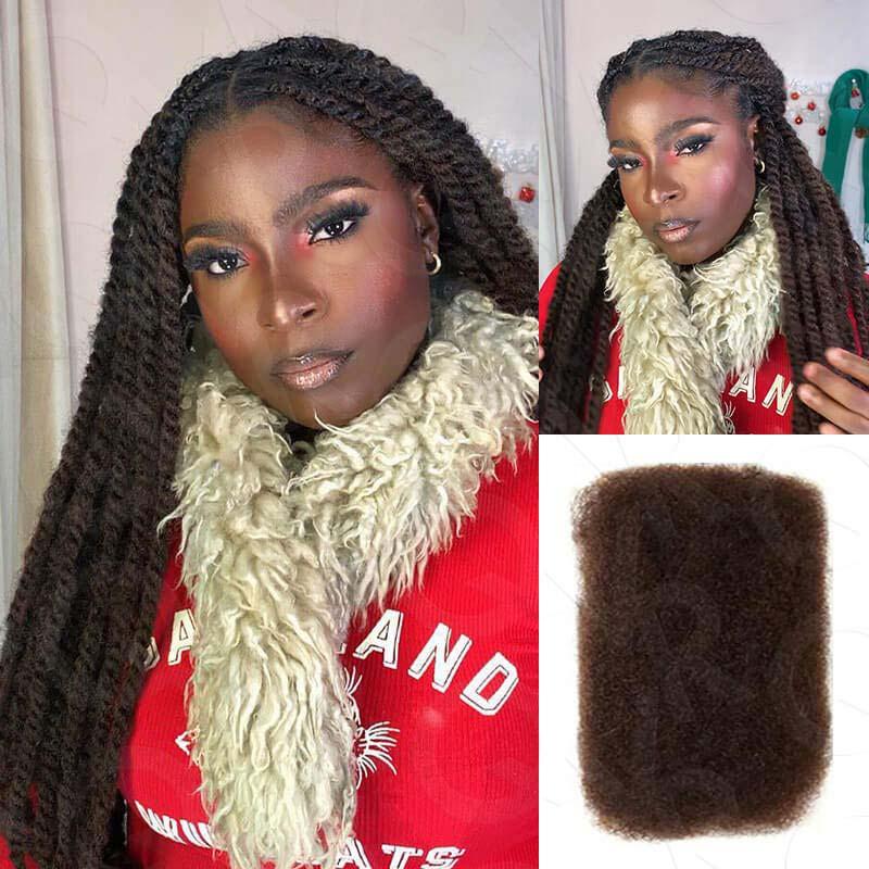 QVR Natural Black Afro kinky Bulk Hair Extensions For Braiding Dreadlock Human Hair 3