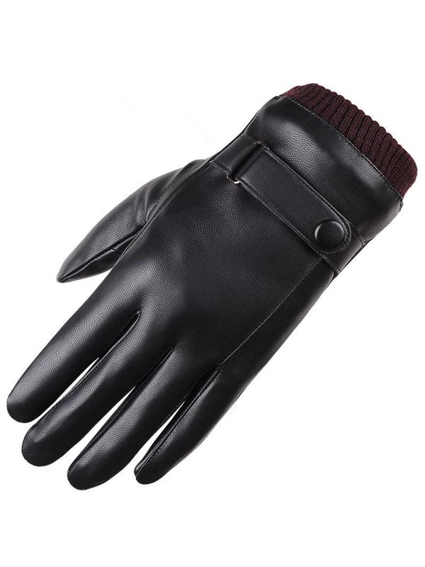 Men's Solid Thermal Lined Gloves, Casual Waterproof & Windproof Gloves for Outdoor Cycling, Fashion Accessories for Men