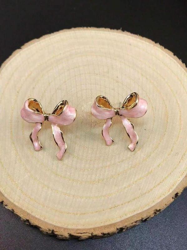 Bow Decor Stud Earrings (1 Pair), 2024 New Style Fashionable Jewelry for Women, Daily Clothing Decor, Trendy All-match & Exquisite Jewelry for Birthday Gift