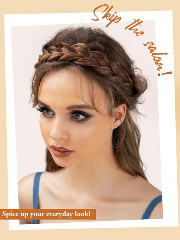 Fashionable Braided Headband Hairpiece, Boho Style Fish Tail Braids Hair with Adjustable Belt, Synthetic Headband Hair for Women & Girls