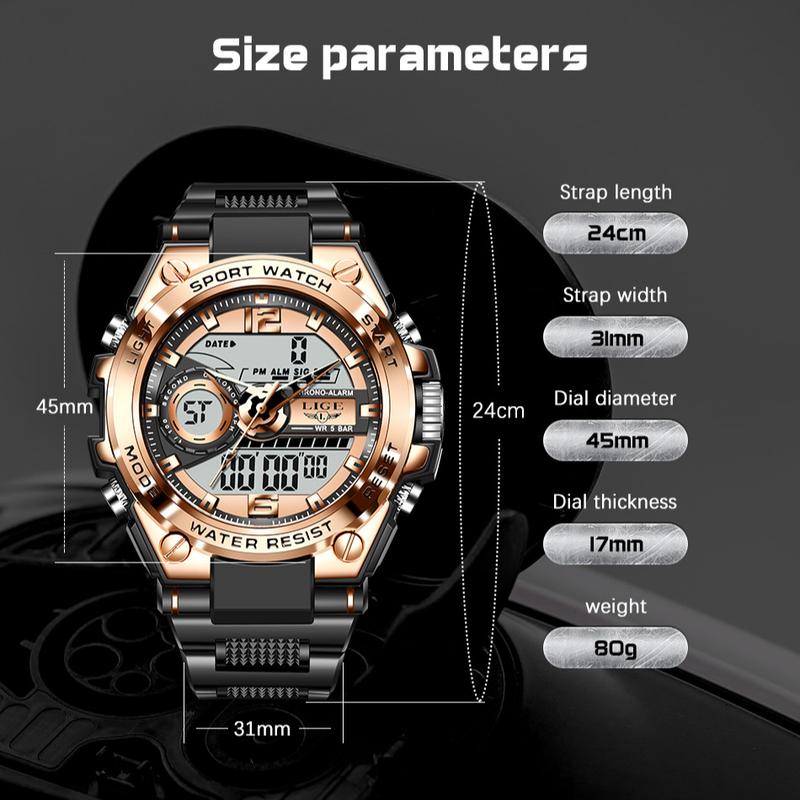 LIGE Men's Sport Watch – 50M Water-Resistant, Date and Time Display, Luminous sport digital  Watch