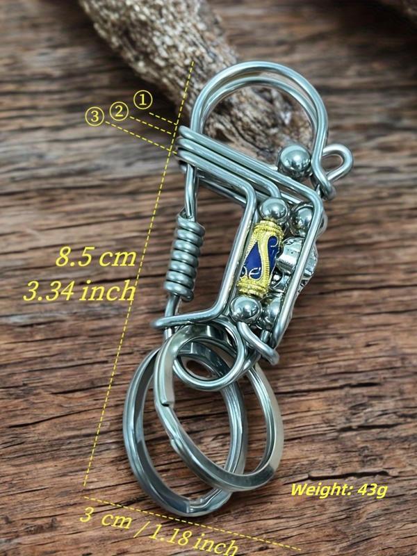 Skull Head Design Keychain, Street Style Steel Wire Keychain for Men, Fashion Accessories for Daily Use, Halloween Gift