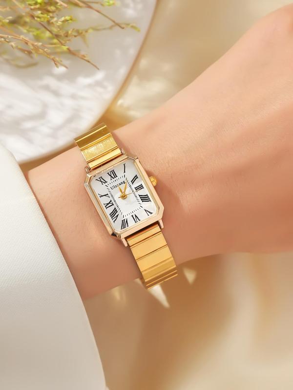 Women's Elegant Fashion Rectangle Dial Quartz Watch, Fashion Watch for Party, Daily  Decor, Trendy All-match & Exquisite Watch for Birthday Gift without Box