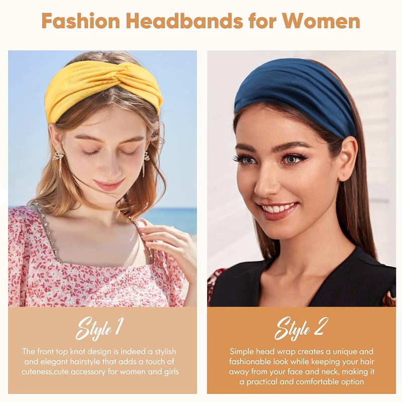 Wide Headbands for Women, Large Twist Headbands Boho Turban Headband Stretchy  Wraps Yoga  Bands For Women's Hair,Pack of 8