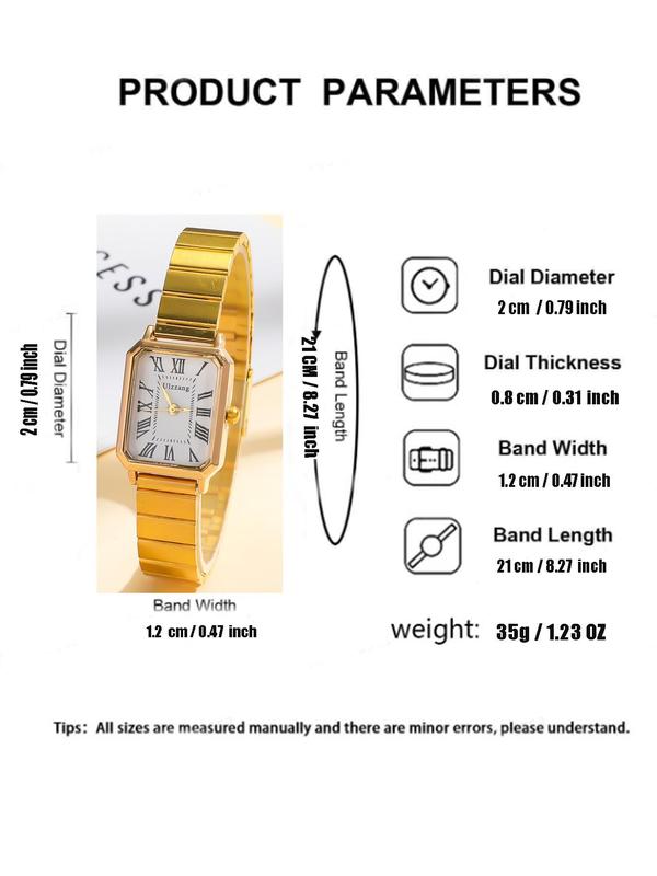 Women's Elegant Fashion Rectangle Dial Quartz Watch, Fashion Watch for Party, Daily  Decor, Trendy All-match & Exquisite Watch for Birthday Gift without Box