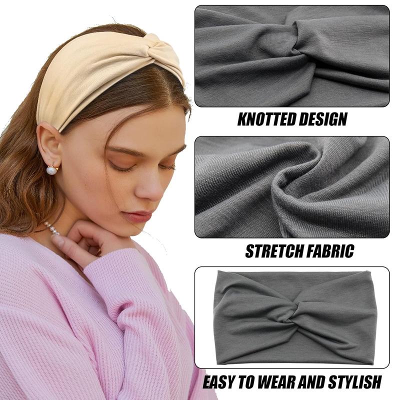 Wide Headbands for Women, Large Twist Headbands Boho Turban Headband Stretchy  Wraps Yoga  Bands For Women's Hair,Pack of 8