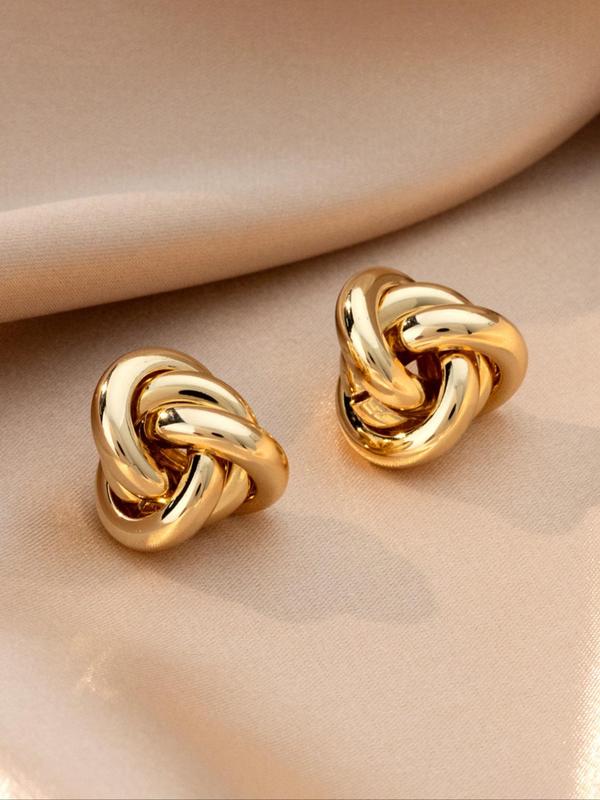 Women's Elegant Knot Design Stud Earrings, 1 Pair Trendy Retro Stud Earrings, Stylish Vintage Jewelry for Women & Girls for Daily & Party Decor